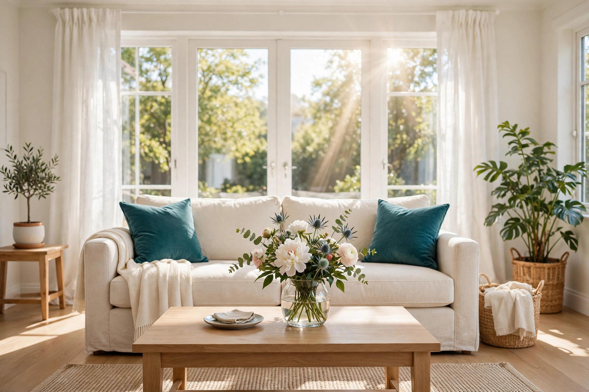 Bright living room after a Gate City Maids clean